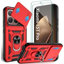 Kip GSM Xiaomi Mi 15T Uyumlu Ekran Koruyucu+Kılıf Sürgülü Yüzüklü Standlı Darbe Emici Tank Kapak