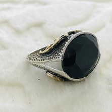 Canka Siyah Zirkon Taşlı 925 Ayar Gümüş Erkek Yüzük