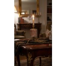 Montdekor El Yapımı Mermer Taşlı Bronz Desenli Mumluk (10x10x30 cm)