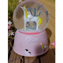 Ayder Online Satış Unicorn  Pilli Işıklı Müzikli Sulu Polyester 10 cm *6,5 cm Kar Küresi