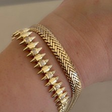 Bimia Gold Balık Sırtı Desen Bileklik
