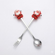 Noel Baba Figürlü Paslanmaz Çelik Fondü ve Sunum Seti 2'li