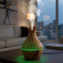 WİderMarkt Ahşap Görünüm Ultrasonik Aroma Difüzörü & Hava Nemlendirici -Led Işıklı, Sessiz Çalışma, Akasya Renk