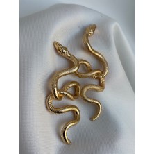 Vıp Özel Tasarım Yılan Model Uzun Küpe