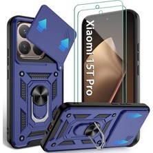 Kip GSM Xiaomi Mi 15T Uyumlu Ekran Koruyucu+Kılıf Sürgülü Yüzüklü Standlı Darbe Emici Tank Kapak