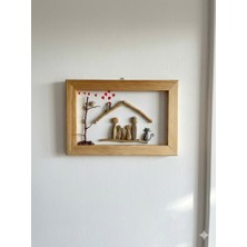 Husta Aksesuar Husta  Aksesuar Doğal Taş ve Ahşap Sanatı - El Yapımı Aile Temalı Dekoratif Tablo (36X24 Cm)