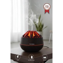 Ultrasonik Hava Nemlendirici, Odun Ateşi Efekti, 300 Ml, Koyu Kahve