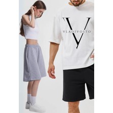 Vladivosto Büyük Beden Battal Boy Diz Hizasında Ekstra Bol Kalıp Yüksek Bel Siyah Gri Renk Şort