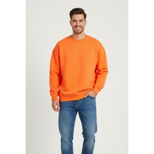 Baskısız Basic Oversize Bisiklet Yaka Şardonlu Unisex Rahat Kalıp Sweatshirt
