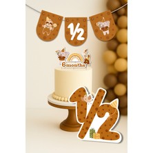 Niksy Design Boho Parti Hayvanları Temalı 6 Aylık 1/2 Yarım Yaş Konsepti Parti Süsü Seti