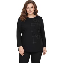 Wearon Kadın Siyah Sıfır Yaka Taşlı Bluz BGL-ST05154