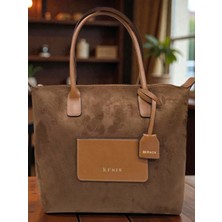 Leauder Women Kadın Süet Görünümlü Shopper Omuz Çantası Geniş Hacimli Şık Günlük Çanta