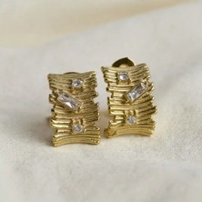Bimia Gold Vintage Taşlı Küpe