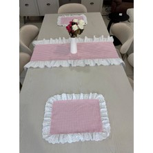 Nurgita Home 3 Parça Fisto Fırfırlı Set 2 Adet Amerikan Servisi Supla + 1 Adet Fırfırlı Runner