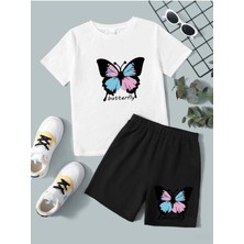 Lepold Ikili Takım Baskılı Kız Çocuk Tişört Şort Takım