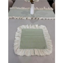 Nurgita Home 3 Parça Fisto Fırfırlı Set 2 Adet Amerikan Servisi Supla + 1 Adet Fırfırlı Runner