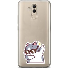 Manitoba Huawei Mate 20 Lite Uyumlu Baskılı Yumuşak Silikon Şeffaf Telefon Kılıfı