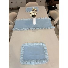 Nurgita Home 3 Parça Fisto Fırfırlı Set 2 Adet Amerikan Servisi Supla + 1 Adet Fırfırlı Runner