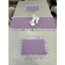 Nurgita Home 3 Parça Fisto Fırfırlı Set 2 Adet Amerikan Servisi Supla + 1 Adet Fırfırlı Runner
