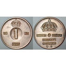 Banknoting Isveç 1 Öre 1960 Kral 6. Gustaf Dönemi.