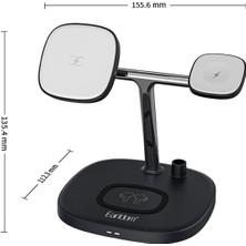 Earldom WC18 4in1 15W Kablosuz Şarj Masaüstü Set - Siyah