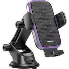 Realpower Otomatik Sensörlü Magsafe Telefon Tutucu Ambiyans Aydınlatmalı Şarj Cihazı HL-15WBK2