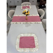 Nurgita Home 3 Parça Fisto Fırfırlı Set 2 Adet Amerikan Servisi Supla + 1 Adet Fırfırlı Runner