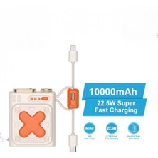 Kılıf House 10000 Mah Powerbank LED Göstergeli Dahili Type-C ve Lightning Kablolu Taşınabilir Şarj Aleti Fp-21