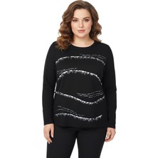 Nazal Kadın Siyah Sıfır Yaka Taşlı Bluz BGL-ST05155