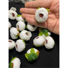 Massaltay Beyaz Küçük Şakayık Gül 5 Adet – Bohça Süsleme, Yapay Çiçek ve El Işi Malzemesi