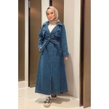 Neways 6458-DENIM Allerli Trençkot Mavi
