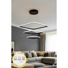 St Aydınlatma Frieza Siyah Kare 3 Renk Işıklı Salon,oturma Odası,yatak Odası Için Modern LED Avize-Kumandasız