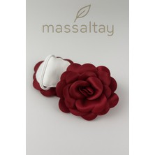 Massaltay Bordo Kına El Gülü 2 Adet – Saten Çiçekli El Aksesuarı, Düğün ve Kına Gecesi Süsleme