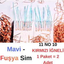 Eagenset Çapari Istavrit Çaparisi, 20x12 Beden, Mavi - Fuşya Sim, 11 No Kırmızı Iğne, 10 Iğneli, 2li Paket