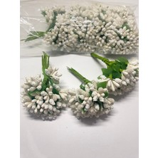 Massaltay Beyaz Tohum Pıtırcık 2 Demet Hobi Craft Süsleme Seti Dekoratif Aksesuar Yapay Çiçek