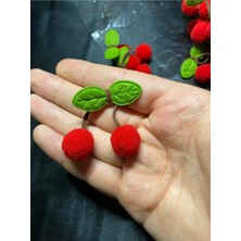 Massaltay Kırmızı Kiraz Ponpon 5 Adet Dekoratif Süsleme Seti | Kına Bohça Nişan Bebek Shower Craft