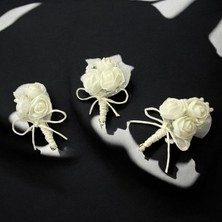 Massaltay Beyaz Gül Detaylı Damat Yaka Çiçeği ve Yaka Iğnesi - Kar Beyaz Şıklık”