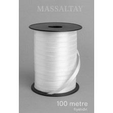 Massaltay Beyaz Saten Kurdele 1 cm 100 Metre Fiyonk ve Süsleme Malzemesi