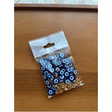 Massaltay Mavi Çengelli Iğneli Kalp Nazar Boncuğu Süsü – 100 Adet Nazar Boncuklu Iğne