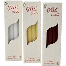 Shopwave 4pcs Konik Şamdan - Düz Mum Beyaz - Renkli 2X25CM (5047)