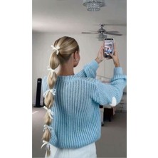 Massaltay Kadın Saten Kurdele Mini Fiyonk Toka 6lı Beyaz