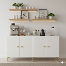 Yumedi Design KA1517B - Squarel Konsol, Tv Sehpası, Çok Amaçlı Dolap ve Kahve Köşesi 150CM Beyaz