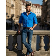 Yusgos Uzun Kollu Pamuklu Kolay Ütü Müslin Keten Regular Erkek Gömlek