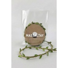 Massaltay Hasır Yapraklı Şerit 9 Metre Yeşil Jüt Süsleme Şeridi Doğal Dekoratif