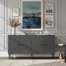 Yumedi Design KA1518A - Sherifa Konsol, Tv Sehpası, Çok Amaçlı Dolap ve Kahve Köşesi 150CM Antrasit