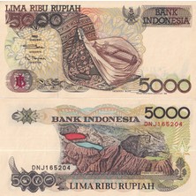 Endonezya 1992 Yılı 5000 Rupiah Yabancı Kağıt Para Çil ( Unc ) Koleksiyon Para