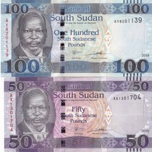 Güney Sudan 2019 Yılı 50 - 100 Pound Yabancı Kağıt Para Set Çil ( Unc ) Koleksiyon Para
