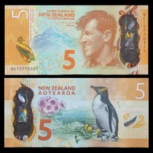Yeni Zelanda 2015 Yılı 5 Dolar Polimer Yabancı Kağıt Para Çil ( Unc ) Koleksiyon Para