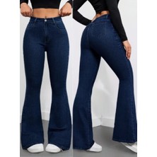 Tiana Kadın Yüksek Bel Cepli Ispanyol Paçalı Kot Pantolon