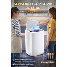 Akıllı Teknolojik Sensörlü Otomatik Açılan Kapak 20 Litre Çöp Kovası Uv Işıklı